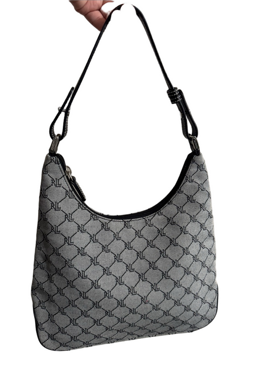Ralph Lauren Handbags - Ralph Lauren Gray Monogram Shoulder Bag with Black Trim